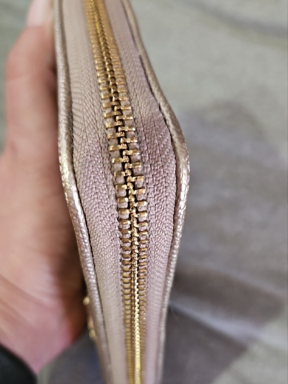 Coach Signature Zip Wallet in Metallic Champagne and Brown Canvas - Picture 8 of 9